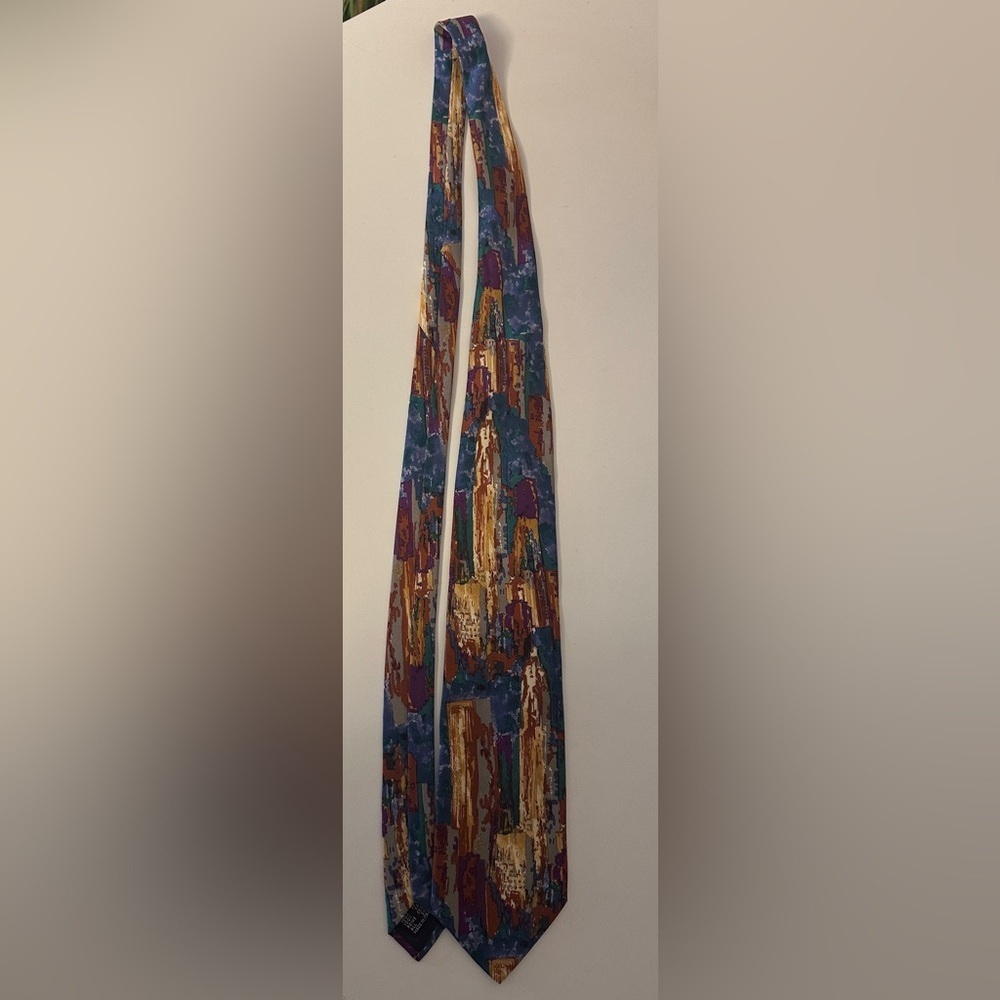 Courreges Homme Silk Tie Geometric Pattern VINTAGE